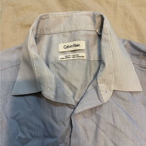 Calvin Klein Men's Blue Striped Dress Shirt